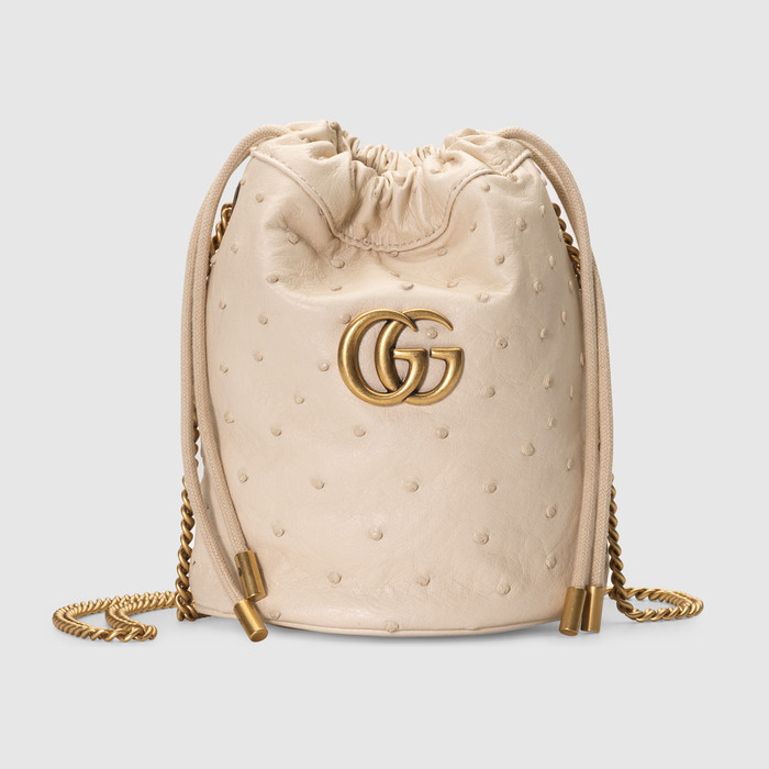 유럽직배송 구찌 GUCCI Gucci GG Marmont ostrich mini bucket bag 575163EY0BT9522