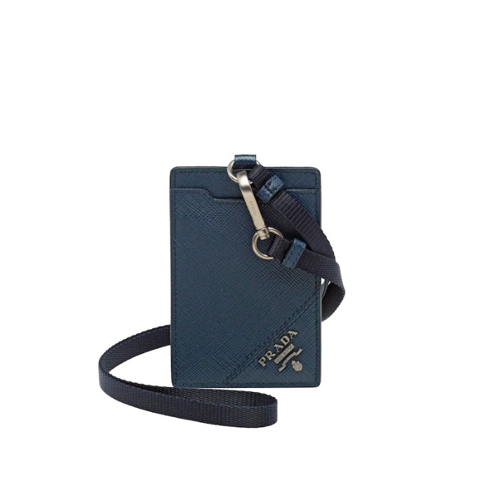 유럽직배송 프라다 사피아노 가죽 배지 홀더 발틱 블루 PRADA Saffiano Leather Badge Holder 2MC016_QME_F0216