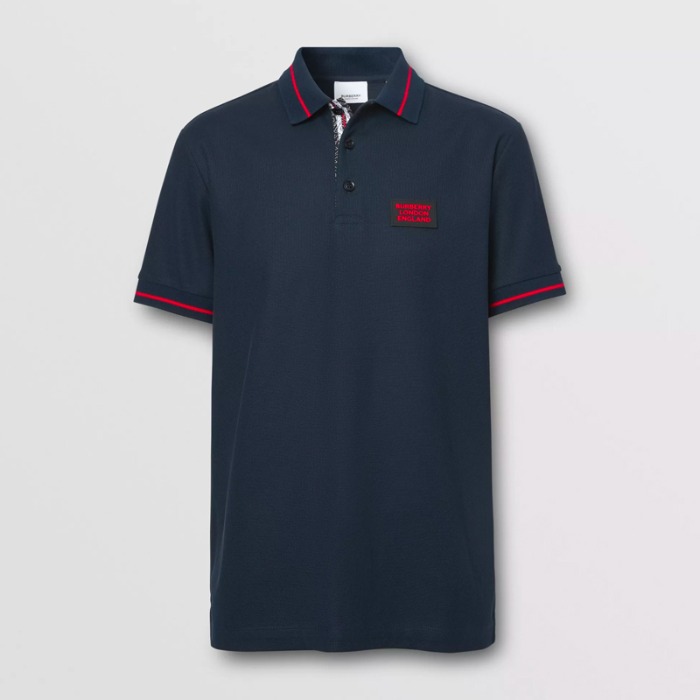 유럽직배송 버버리 남성 로고 아플리케 코튼 피케 폴로셔츠 네이비 BURBERRY Man Logo Appliqué Cotton Piqué Polo Shirt 80259741