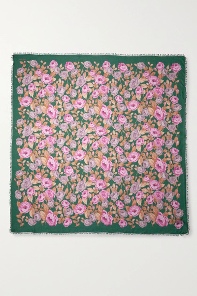유럽직배송 생로랑 스카프 SAINT LAURENT Frayed floral-print modal and cashmere-blend twill scarf 42247633209126004