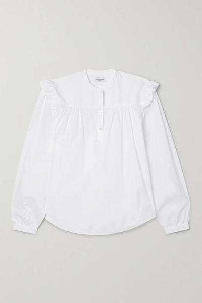 유럽직배송 오피신제너럴 블라우스 OFFICINE GÉNÉRALE Charline gathered ruffled cotton-poplin blouse 38063312420741535