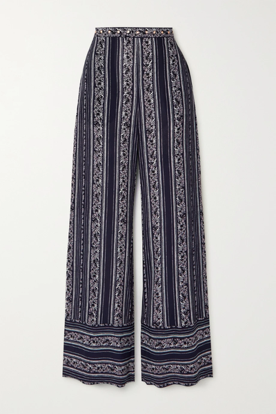 유럽직배송 씨바이 끌로에 팬츠 SEE BY CHLOÉ Florence embellished striped crepe wide-leg pants 1647597285572917