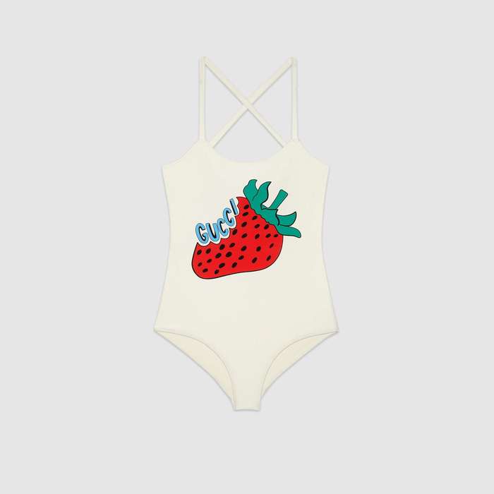 유럽직배송 구찌 GUCCI Stretch fabric swimsuit with Gucci Strawberry 562025XJA059381