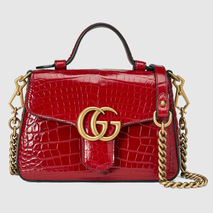 유럽직배송 구찌 GUCCI Gucci GG Marmont crocodile mini top handle bag 547260EV40T6638