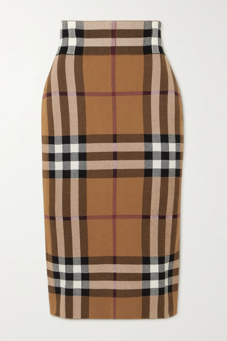 유럽직배송 버버리 스커트 BURBERRY Checked jacquard-knit cotton-blend midi skirt 11452292645865581