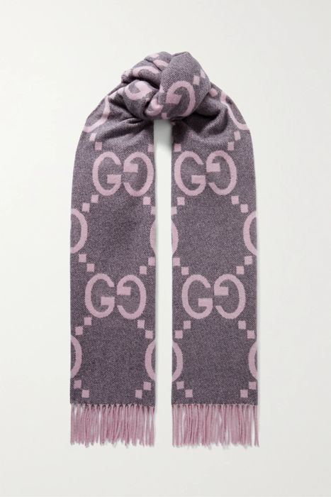 유럽직배송 구찌 스카프 GUCCI Fringed cashmere-jacquard scarf 29419655932619479