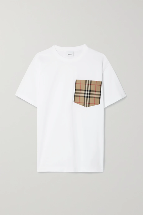 유럽직배송 버버리 티셔츠 BURBERRY Checked twill-trimmed cotton-jersey T-shirt 17266703523615879
