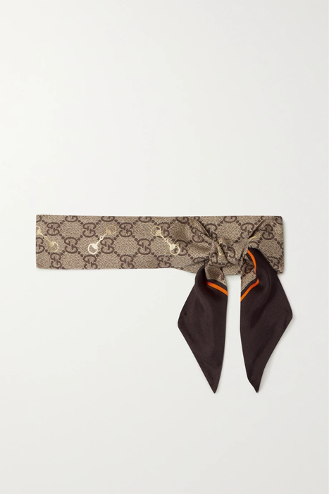 유럽직배송 구찌 스카프 GUCCI Metallic printed silk-twill scarf 29419655932625083