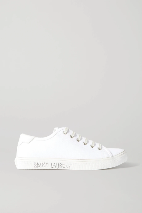 유럽직배송 생로랑 스니커즈 SAINT LAURENT Malibu leather-trimmed distressed cotton-canvas sneakers 38063312419949369