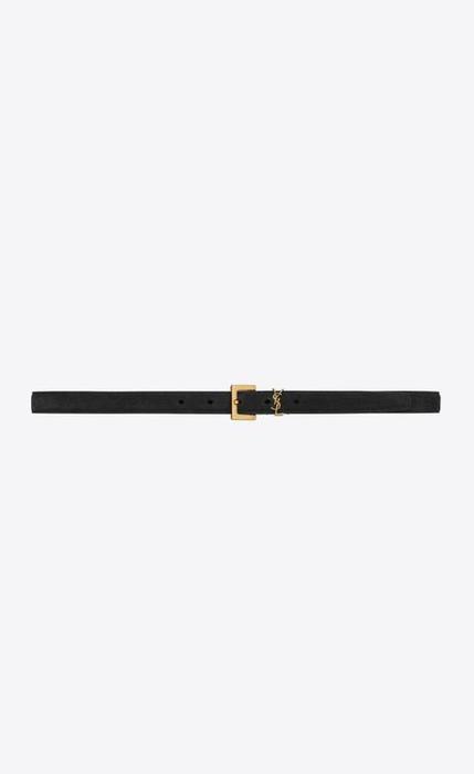 유럽직배송 입생로랑 SAINT LAURENT monogram thin belt with square buckle in suede 554465C0X0W1000