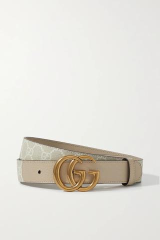유럽직배송 구찌 여성벨트 GUCCI Leather-trimmed printed coated-canvas belt 1647597276570317