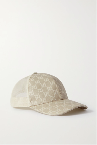 유럽직배송 구찌 야구모자 GUCCI Leather-trimmed jacquard and mesh baseball cap 1647597276570352