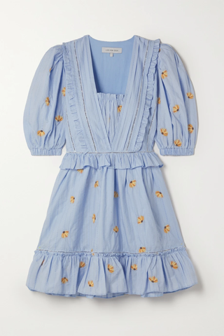 유럽직배송 LUG VON SIGA Flora ruffled embroidered cotton mini dress 38063312420724143
