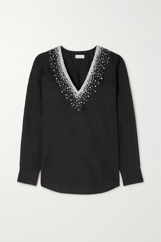 유럽직배송 드리스반노튼 블라우스 DRIES VAN NOTEN Crystal-embellished cotton-poplin blouse 46376663162418682
