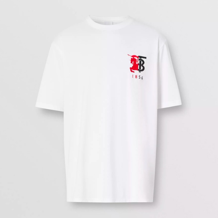 유럽직배송 버버리 남성 컨트라스트 로고 그래픽 코튼 티셔츠 화이트 BURBERRY Man Contrast Logo Graphic Cotton T-shirt 80223081