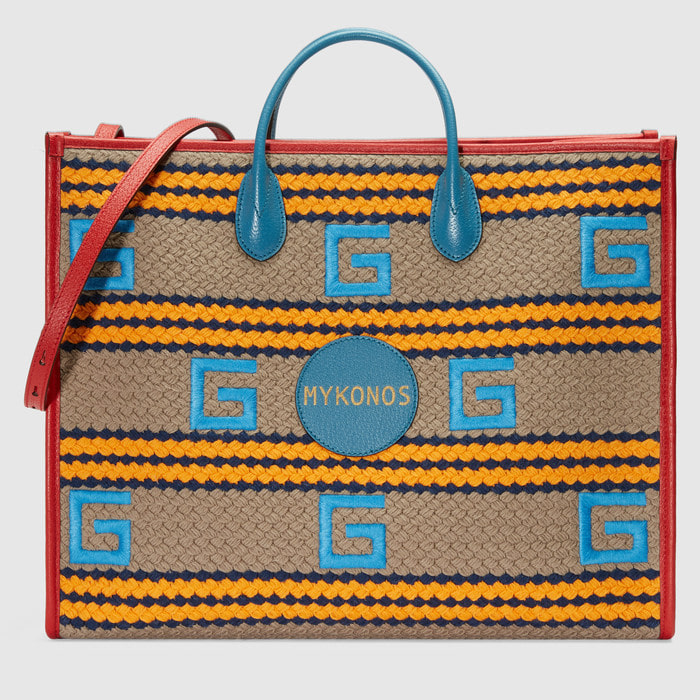 유럽직배송 구찌 GUCCI Gucci Mykonos striped tote bag 6303802BMMG9690