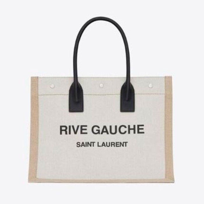 유럽직배송 입생로랑 토트백 SAINT LAURENT rive gauche tote bag in linen and leather 617481FAABR9054