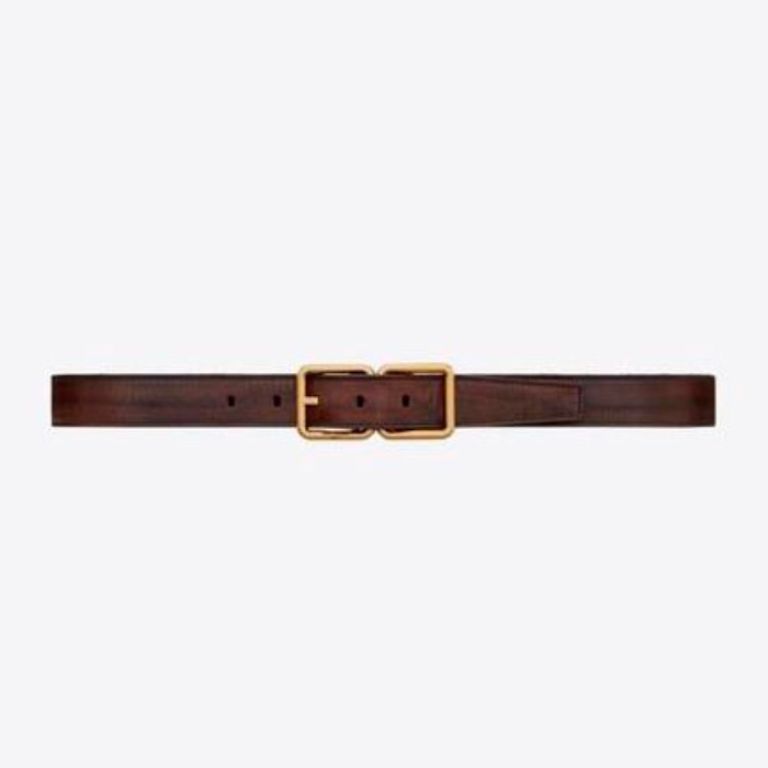 유럽직배송 입생로랑 SAINT LAURENT double buckle belt in aged raw leather 6698650H7ZW2352