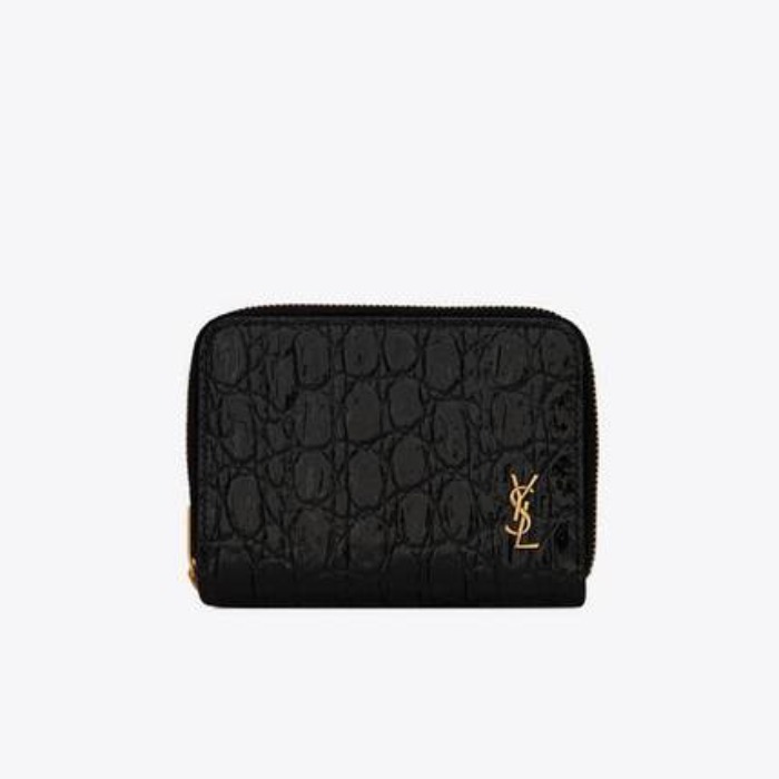 유럽직배송 입생로랑 SAINT LAURENT tiny monogram compact zip wallet in crocodile-embossed leather 6352631ZQ1W1000