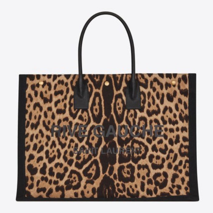 유럽직배송 입생로랑 SAINT LAURENT RIVE GAUCHE tote bag in leopard-print canvas 499290H9L4W2681