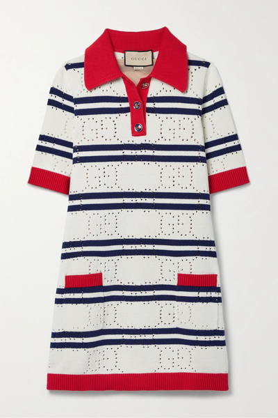유럽직배송 구찌 미니원피스 GUCCI Love Parade pointelle-knit striped cotton mini dress 45666037504258177