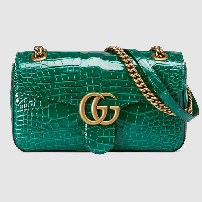 유럽직배송 구찌 GUCCI Gucci GG Marmont crocodile small shoulder bag 443497EV40T3120