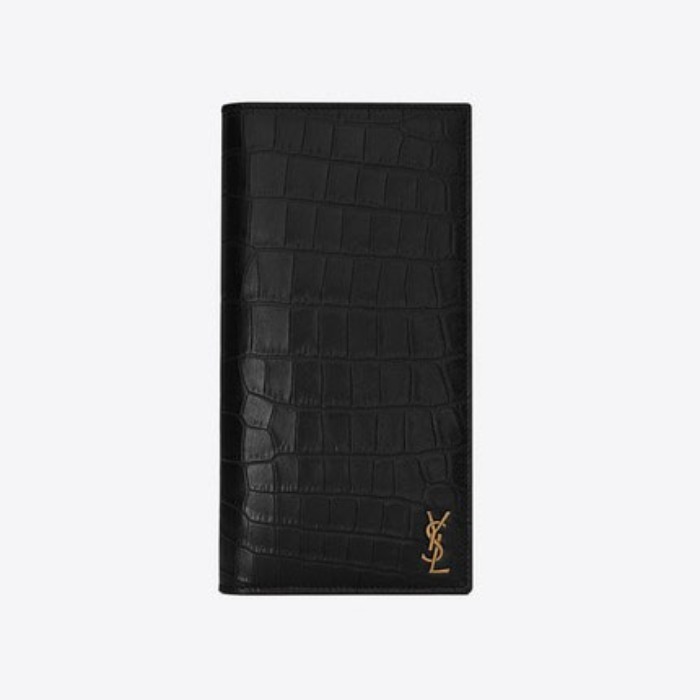 유럽직배송 입생로랑 SAINT LAURENT Tiny monogram continental wallet in crocodile embossed matte leather 607746DZEDW1000