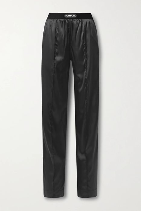 유럽직배송 톰포드 팬츠 TOM FORD Velvet-trimmed stretch-silk satin pants 18706561956205810