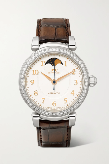 유럽직배송 IWC SCHAFFHAUSEN Da Vinci Automatic Moon Phase 36mm stainless steel, alligator and diamond watch 19971654707222555