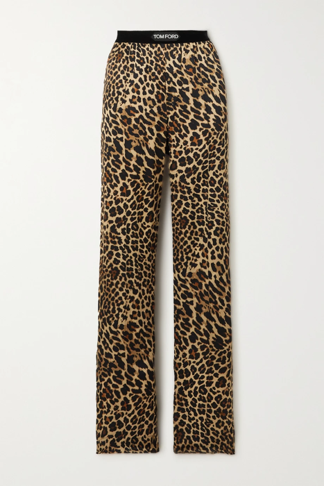 유럽직배송 톰포드 TOM FORD Velvet-trimmed leopard-print stretch-silk satin pants 2204324140448234