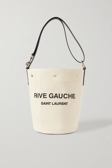 유럽직배송 생로랑 리브고쉬 버킷백 SAINT LAURENT Rive Gauche leather-trimmed printed cotton-canvas bucket bag 20346390236017062