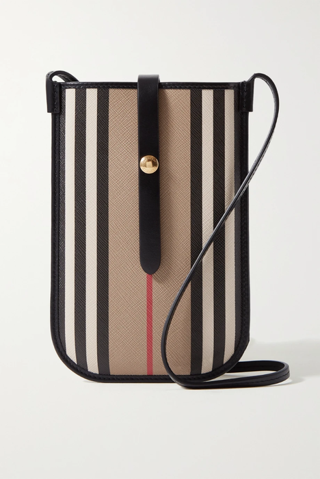 유럽직배송 버버리 BURBERRY Striped leather-trimmed coated-canvas shoulder bag 665933302785998