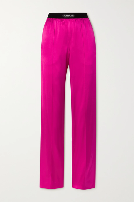 유럽직배송 톰포드 팬츠 TOM FORD Velvet-trimmed stretch-silk satin pants 23841192565696184