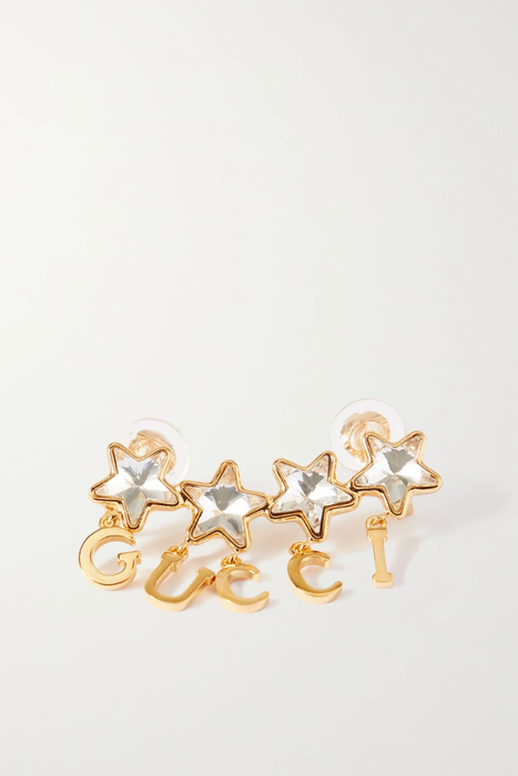 유럽직배송 구찌 GUCCI Gold-tone crystal single clip earring 29419655932362061