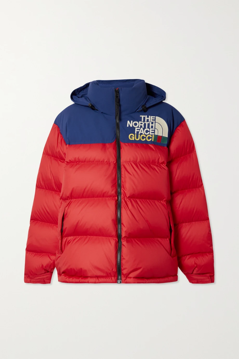 유럽직배송 구찌 다운 자켓 GUCCI + The North Face hooded embroidered quilted shell down jacket 29419655932642584