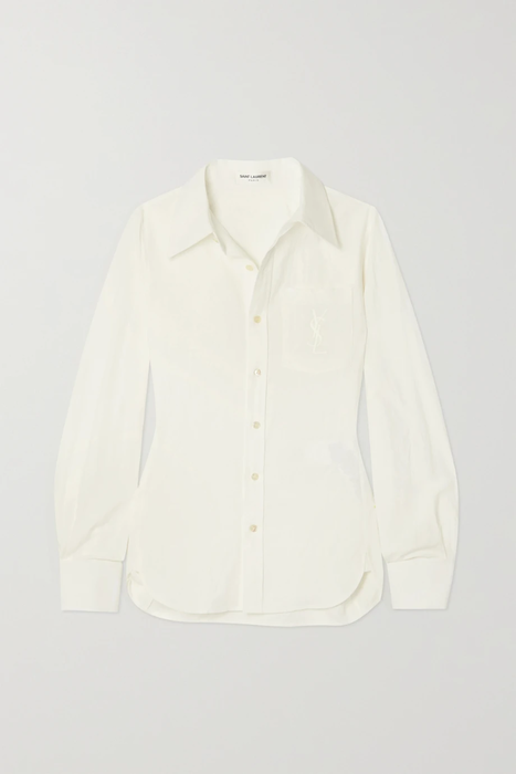유럽직배송 생로랑 셔츠 SAINT LAURENT Embroidered cotton and linen-blend shirt 38063312419811973