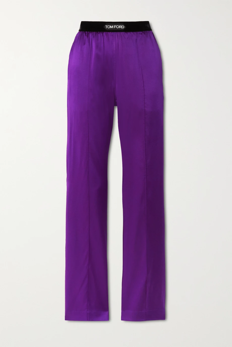 유럽직배송 톰포드 팬츠 TOM FORD Velvet-trimmed stretch-silk satin pants 23841192565691265
