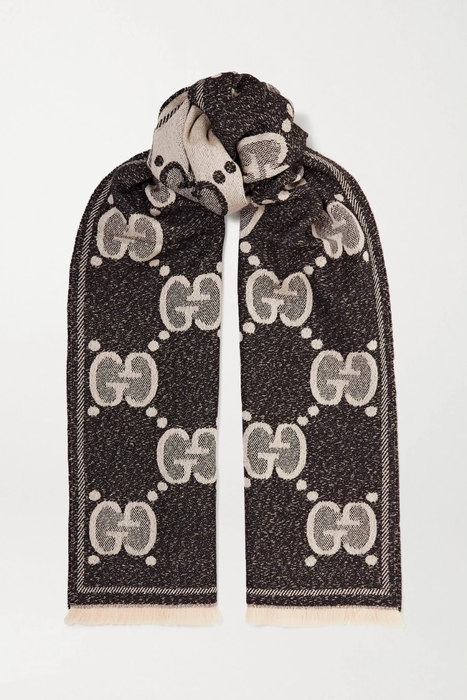 유럽직배송 구찌 스카프 GUCCI Fringed metallic jacquard-knit wool-blend scarf 29419655932625081