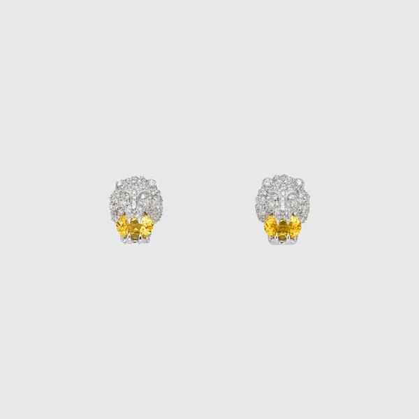 유럽직배송 구찌 귀걸이 GUCCI White gold lion head earrings 609868I84H08091