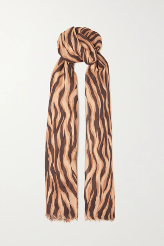 유럽직배송 생로랑 스카프 SAINT LAURENT Tiger-print modal and cashmere-blend twill scarf 42247633209126110