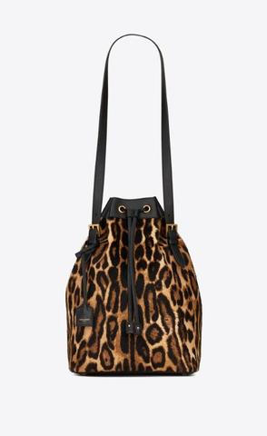 유럽직배송 입생로랑 버킷백 SAINT LAURENT riva medium bucket bag in panther-print pony-effect leather and vintage leather 6853631EU6W2094