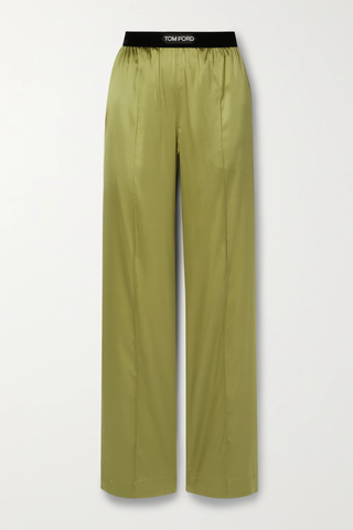 유럽직배송 톰포드 팬츠 TOM FORD Velvet-trimmed silk and Lyocell-blend satin wide-leg pants 42247633208084233