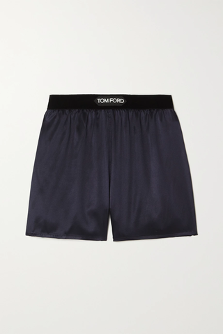 유럽직배송 톰포드 TOM FORD Velvet-trimmed silk-blend satin shorts 42247633208084249