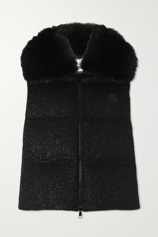 유럽직배송 몽클레어 MONCLER Carrelet faux fur-trimmed quilted metallic wool-blend tweed down vest 34344356237533953