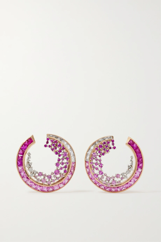 유럽직배송 ANANYA Scatter 18-karat rose gold multi-stone hoop earrings 1647597288668540