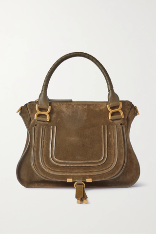 유럽직배송 끌로에 숄더백 CHLOÉ Marcie medium textured leather-trimmed suede shoulder bag 1647597276606612