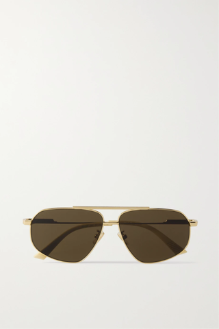 유럽직배송 보테가베네타 선글라스 BOTTEGA VENETA EYEWEAR Aviator-style gold-tone sunglasses 1647597288789177